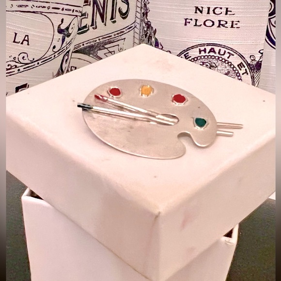 Vintage Beau Signed Sterling Silver Paint Palette Brooch Pin. Beautiful! - Picture 6 of 6